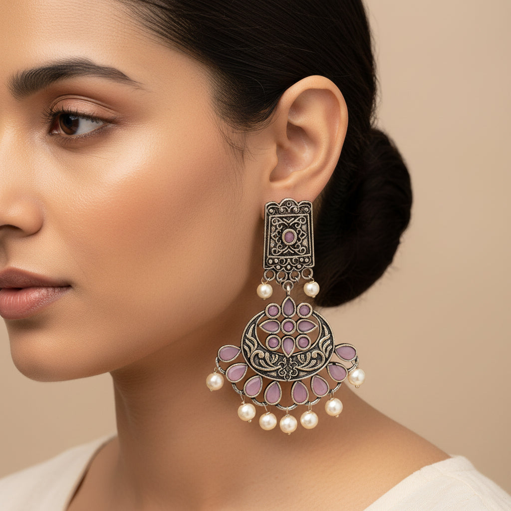 Charming Chandni Dangler earring (Baby Pink)