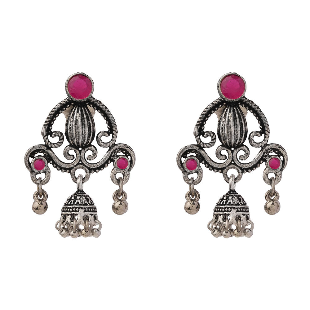 Swirly strings jhumki earrings (Red)