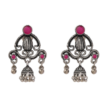 Swirly strings jhumki earrings (Red)