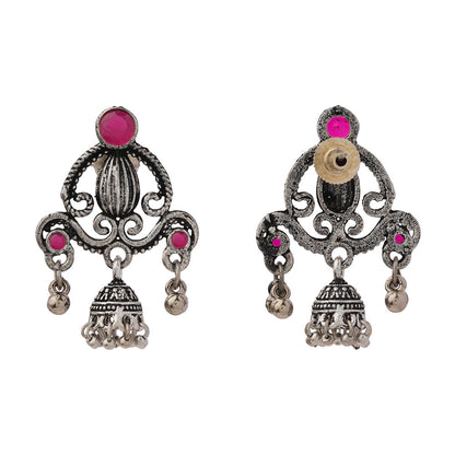 Swirly strings jhumki earrings (Red)