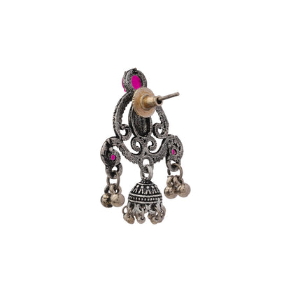 Swirly strings jhumki earrings (Red)