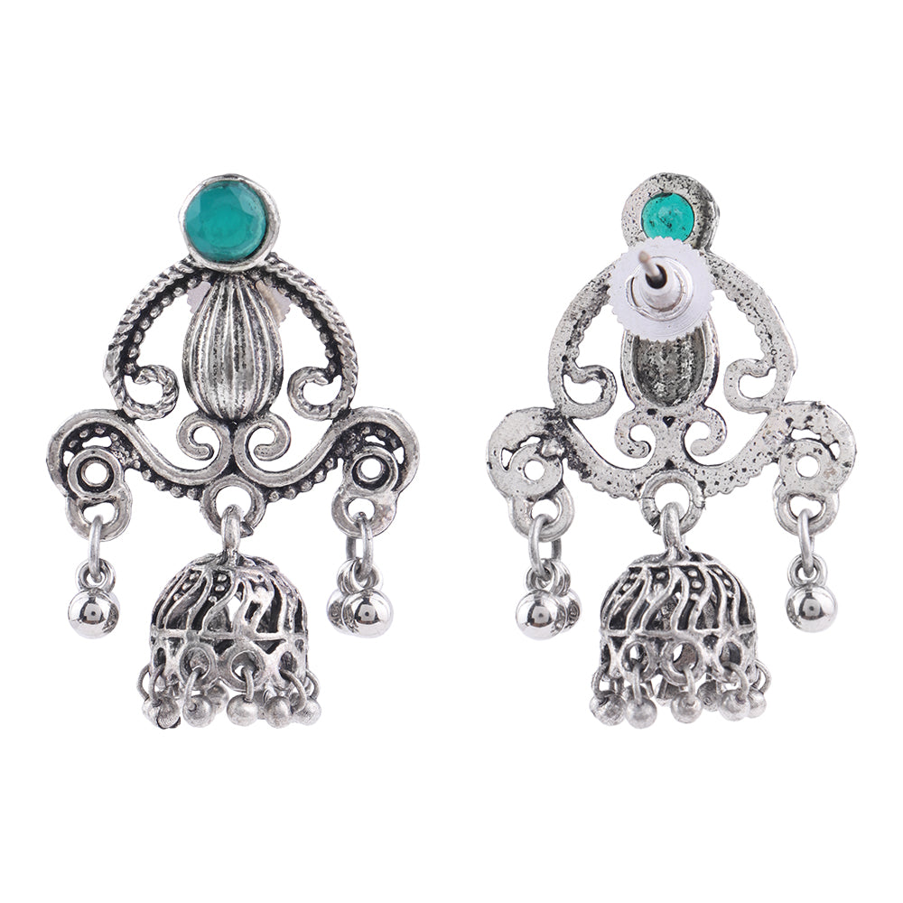 Swirly strings jhumki earrings (Green)