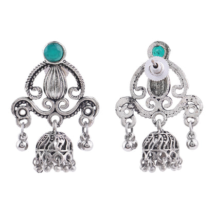 Swirly strings jhumki earrings (Green)