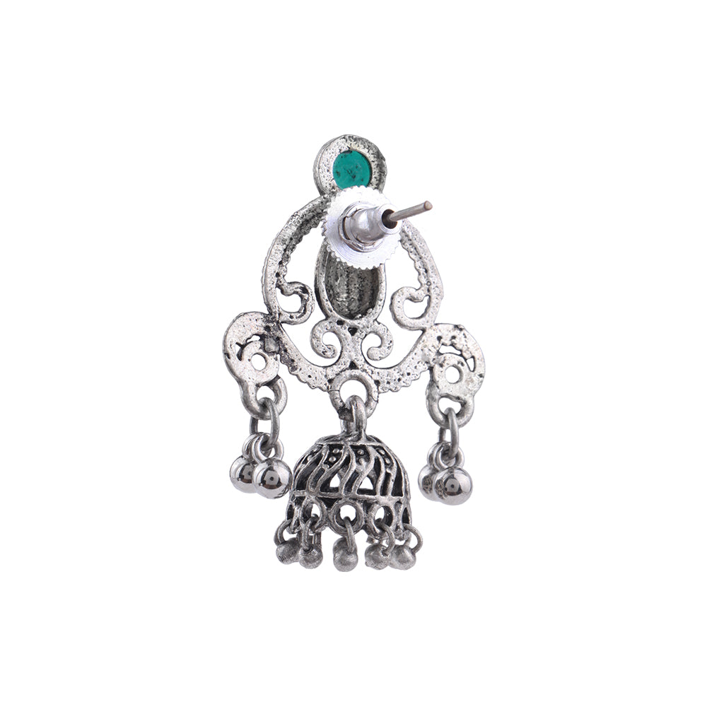 Swirly strings jhumki earrings (Green)