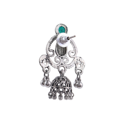 Swirly strings jhumki earrings (Green)