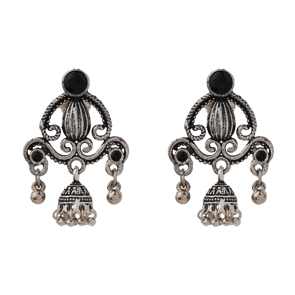 Swirly strings jhumki earrings (Black)