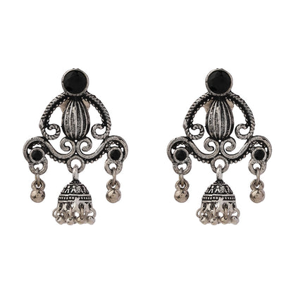 Swirly strings jhumki earrings (Black)