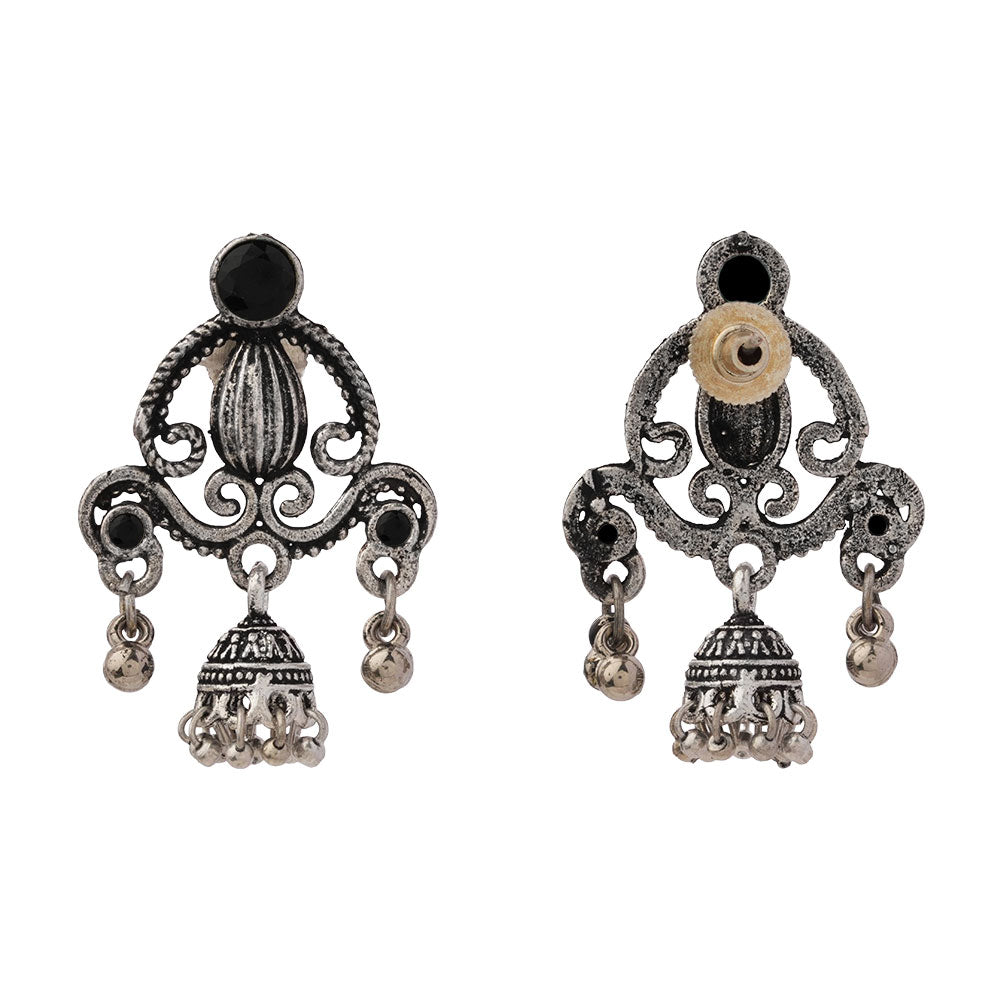 Swirly strings jhumki earrings (Black)