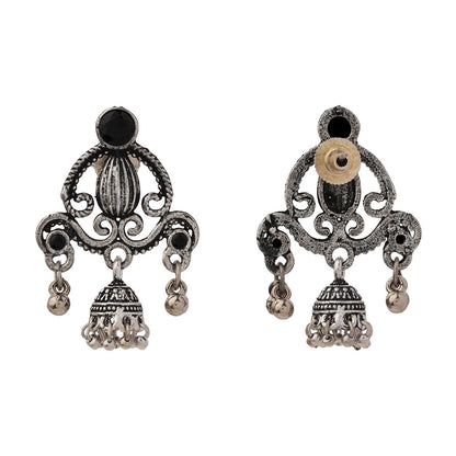 Swirly strings jhumki earrings (Black)