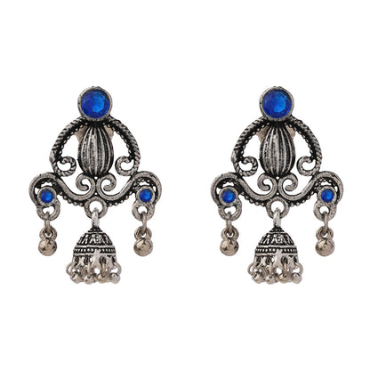 Swirly strings jhumki earrings (Blue)