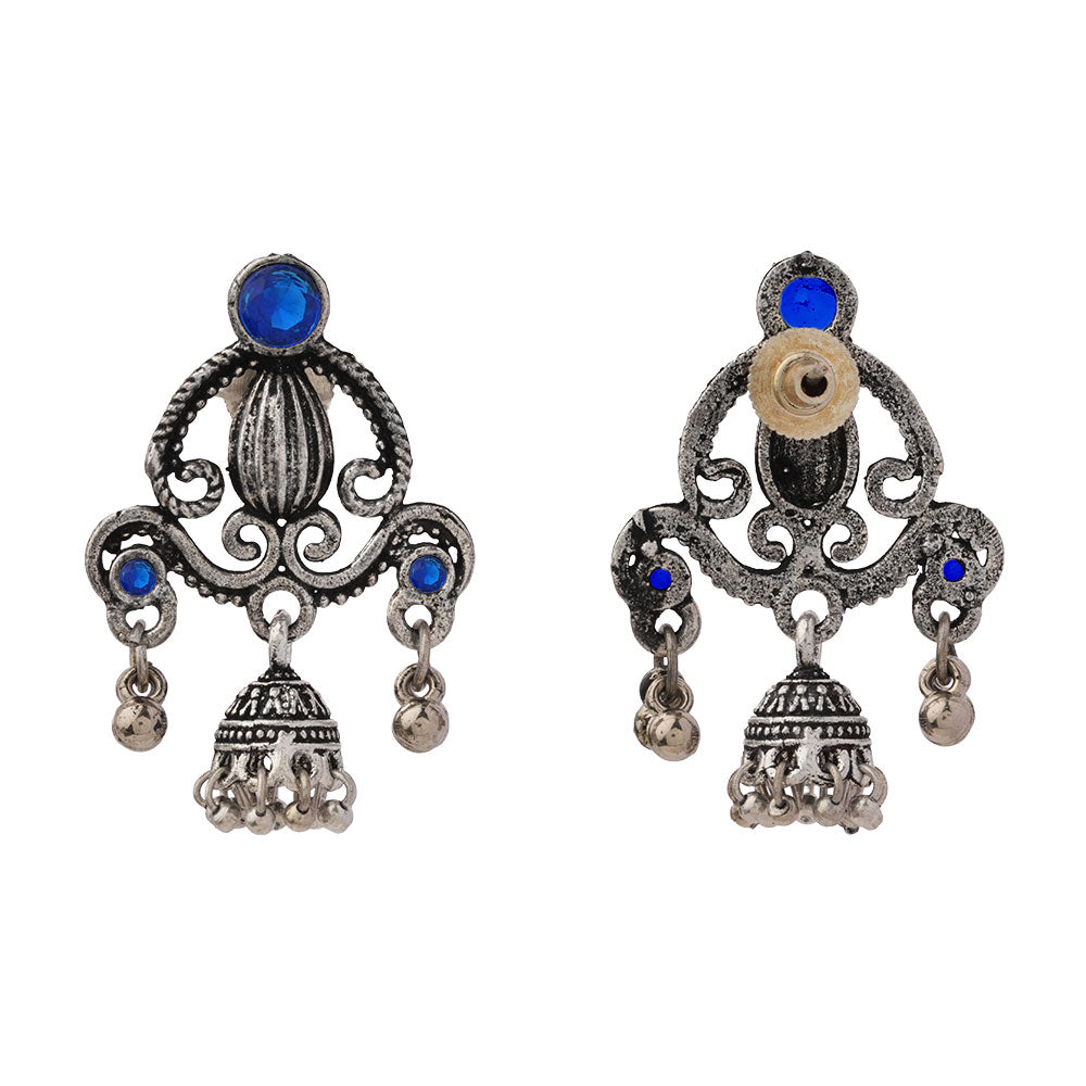Swirly strings jhumki earrings (Blue)