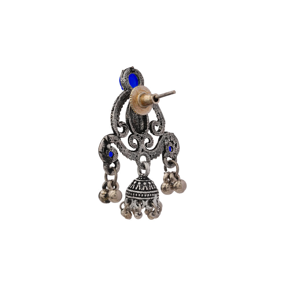 Swirly strings jhumki earrings (Blue)