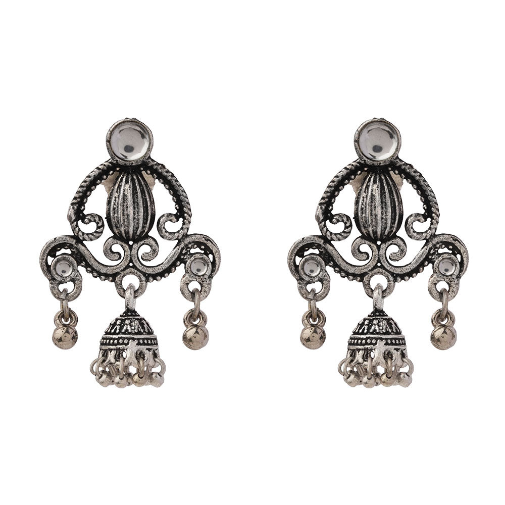 Swirly strings jhumki earrings (White)