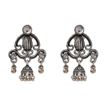 Swirly strings jhumki earrings (White)