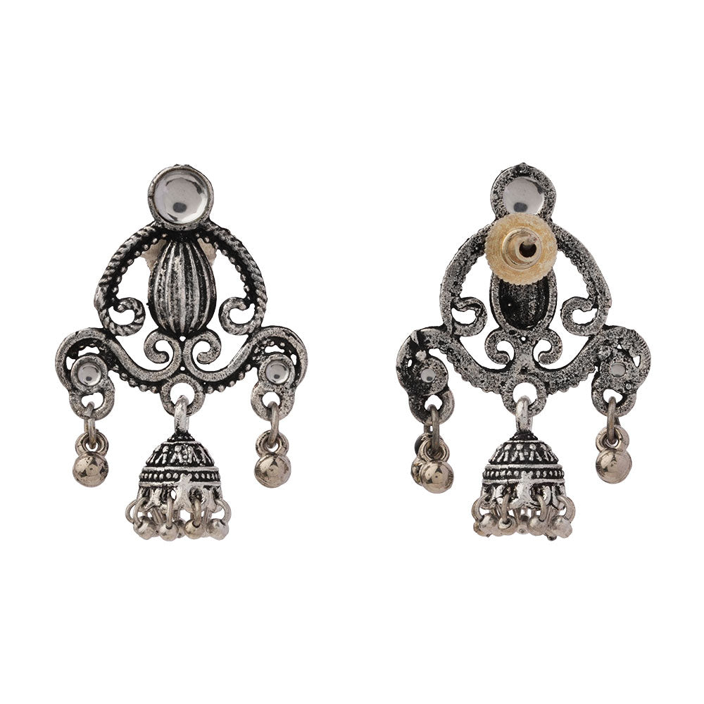 Swirly strings jhumki earrings (White)