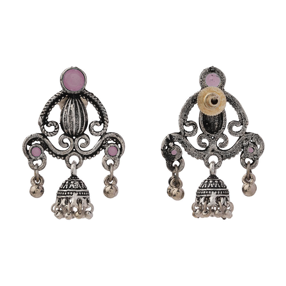 Swirly strings jhumki earrings (Baby Pink)