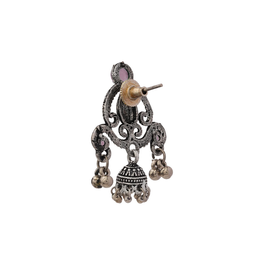 Swirly strings jhumki earrings (Baby Pink)