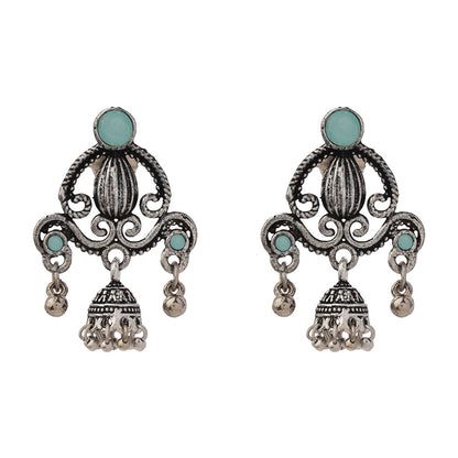 Swirly strings jhumki earrings (Mint)