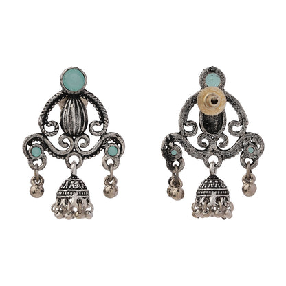 Swirly strings jhumki earrings (Mint)