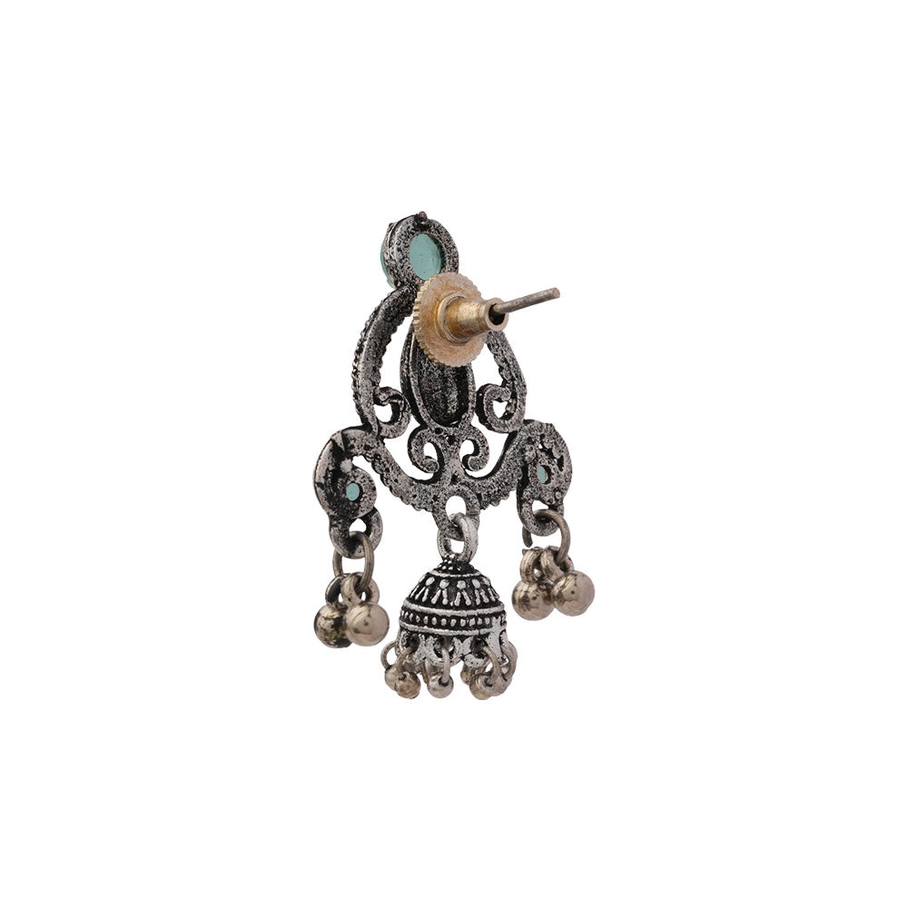 Swirly strings jhumki earrings (Mint)