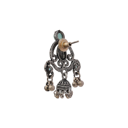 Swirly strings jhumki earrings (Mint)