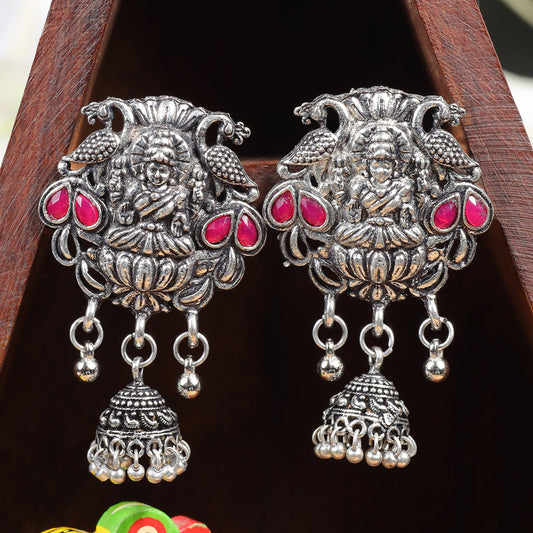 Abundance awesomeness laxmi jhumki earrings (Red)