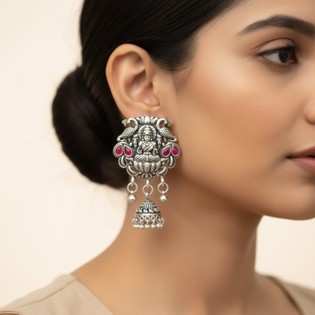 Abundance awesomeness laxmi jhumki earrings (Red)