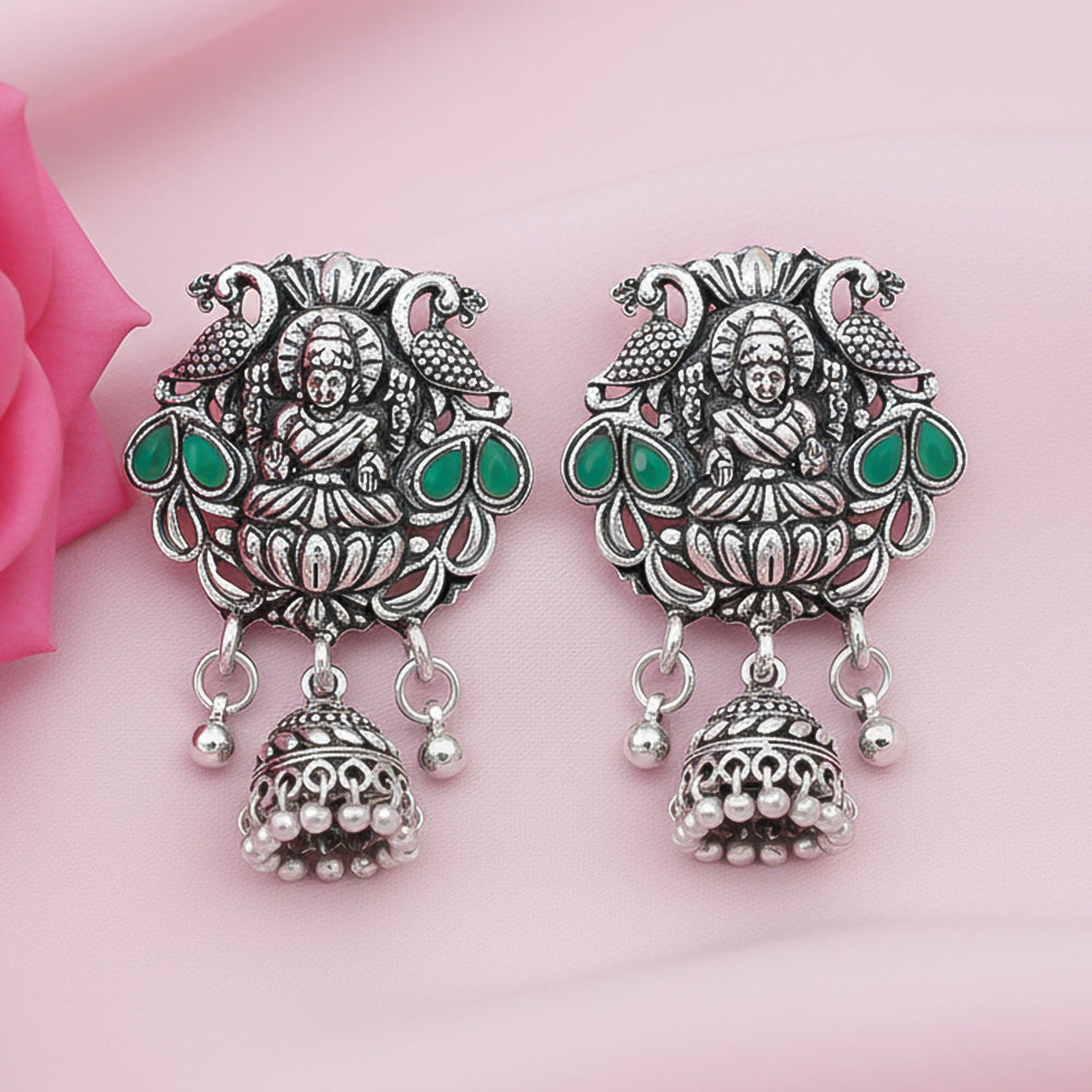 Abundance awesomeness laxmi jhumki earrings (Green)