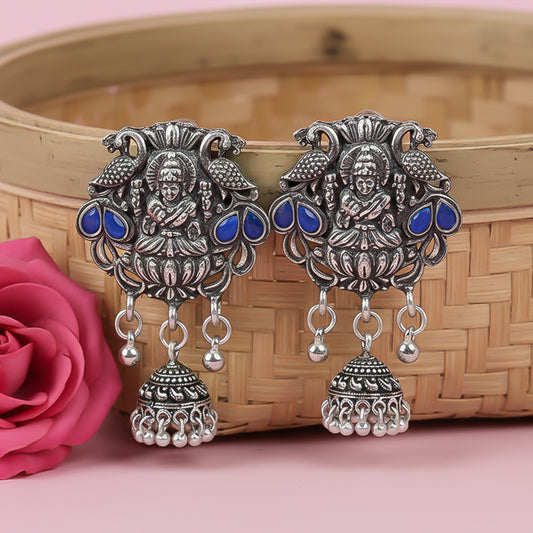 Abundance awesomeness laxmi jhumki earrings (Blue)