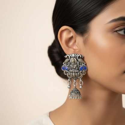 Abundance awesomeness laxmi jhumki earrings (Blue)