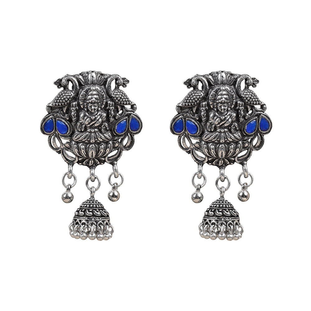 Abundance awesomeness laxmi jhumki earrings (Blue)