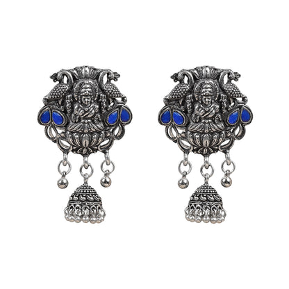 Abundance awesomeness laxmi jhumki earrings (Blue)