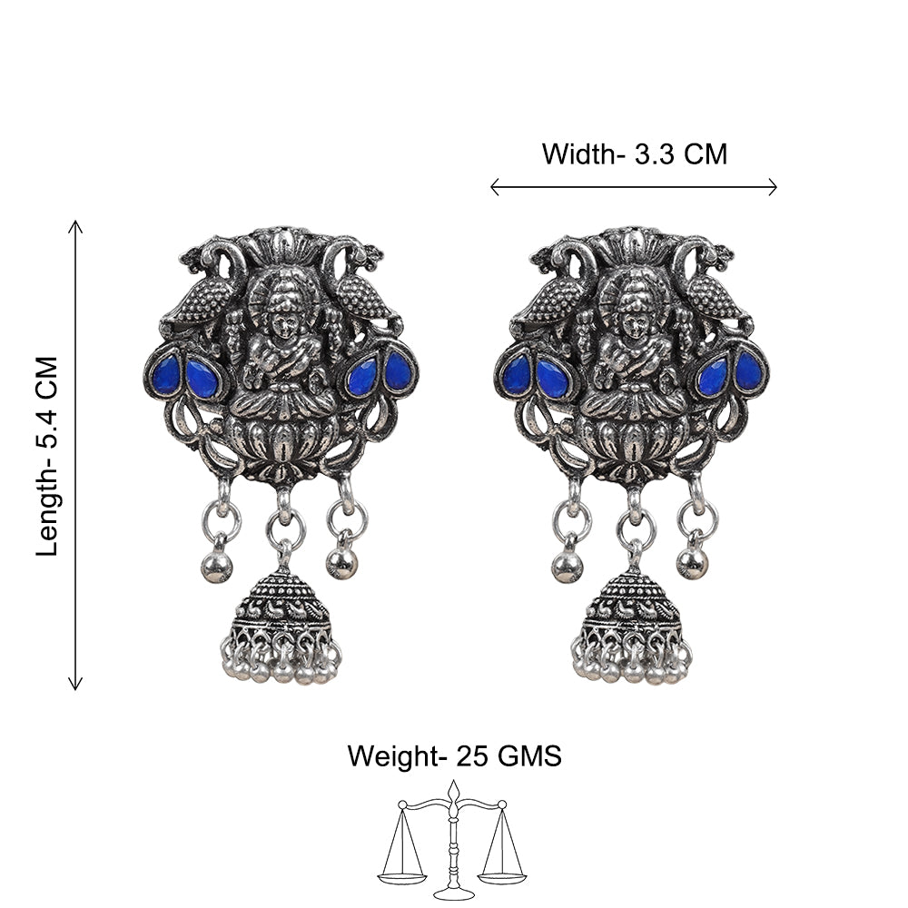 Abundance awesomeness laxmi jhumki earrings (Blue)