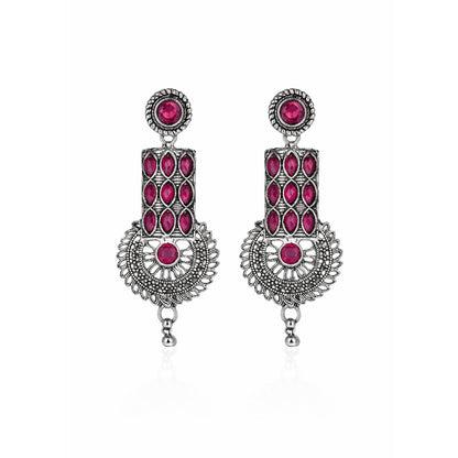 Mystic Chakra stone studded dangler earring (Red)