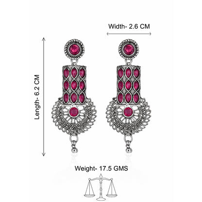 Mystic Chakra stone studded dangler earring (Red)