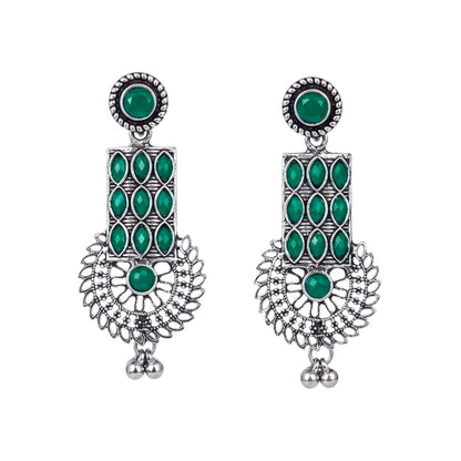 Mystic Chakra stone studded dangler earring (Green)