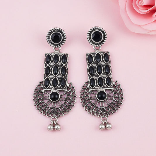 Mystic Chakra stone studded dangler earring (Black)