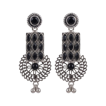 Mystic Chakra stone studded dangler earring (Black)