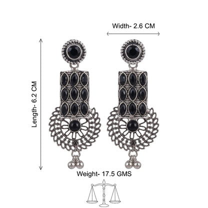 Mystic Chakra stone studded dangler earring (Black)