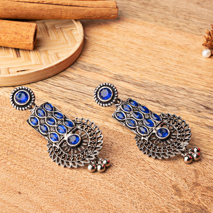 Mystic Chakra stone studded dangler earring (Blue)