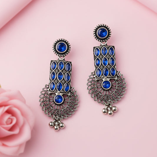 Mystic Chakra stone studded dangler earring (Blue)