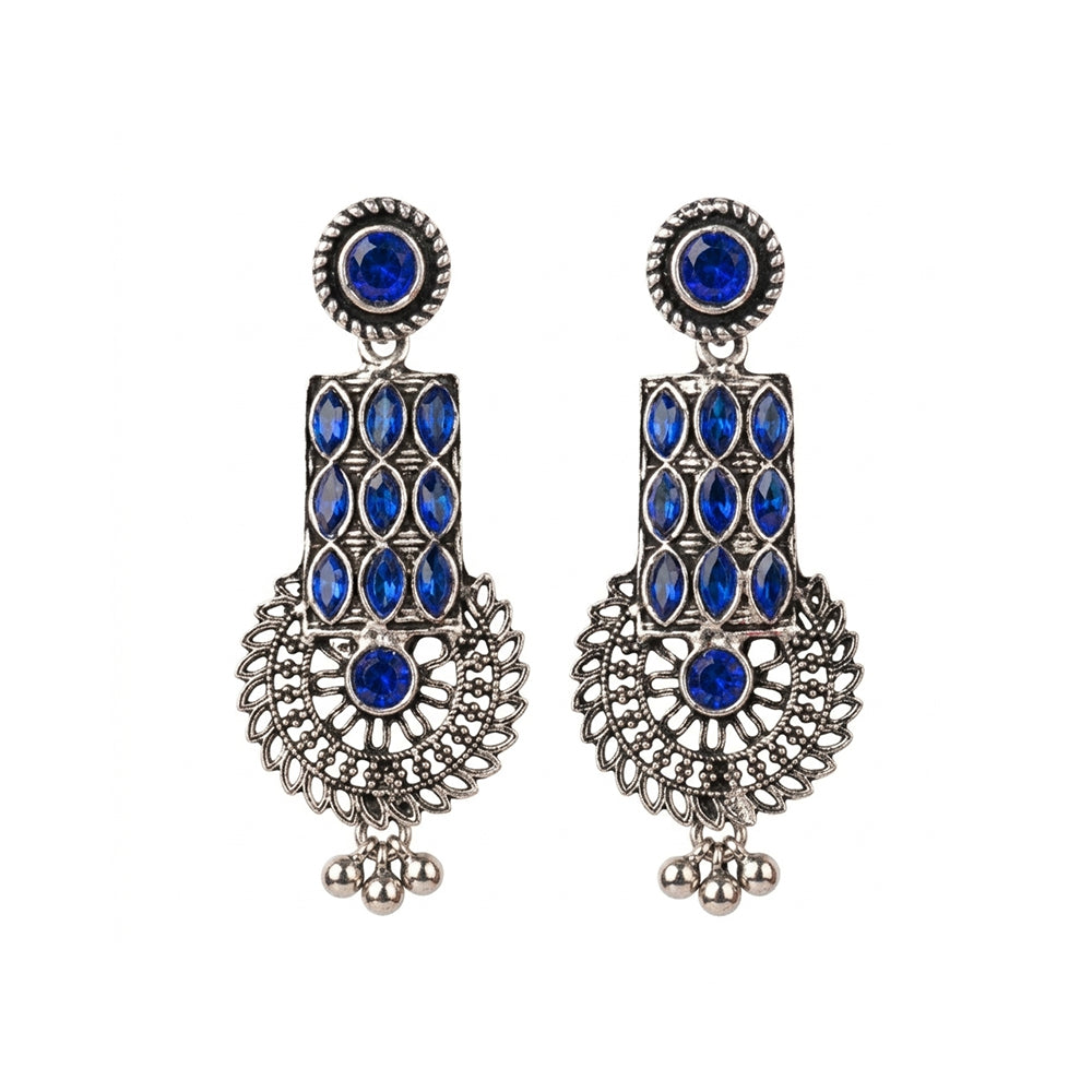Mystic Chakra stone studded dangler earring (Blue)