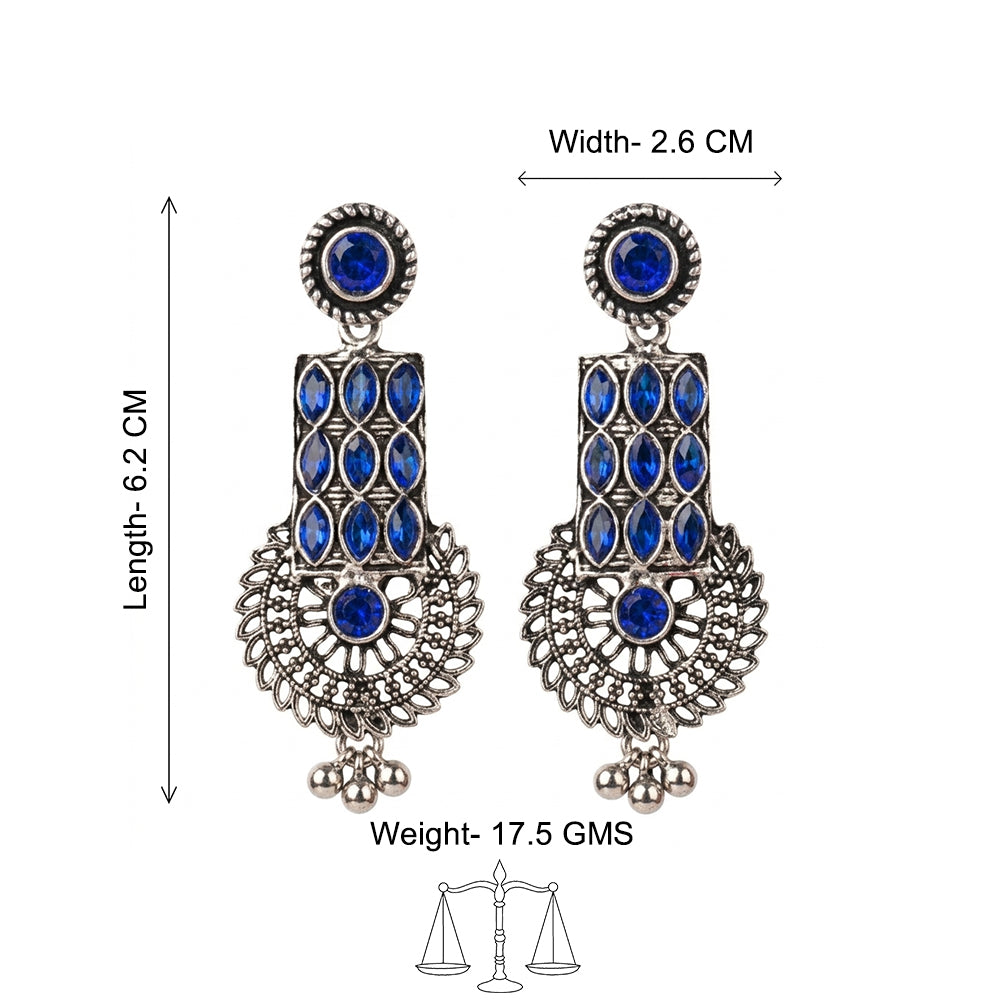 Mystic Chakra stone studded dangler earring (Blue)