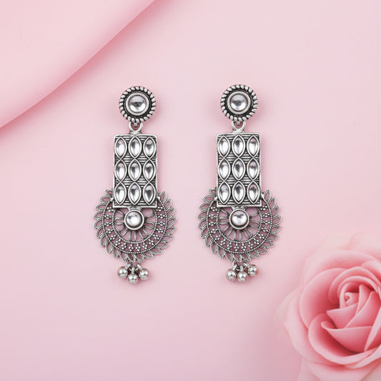 Mystic Chakra stone studded dangler earring (White)