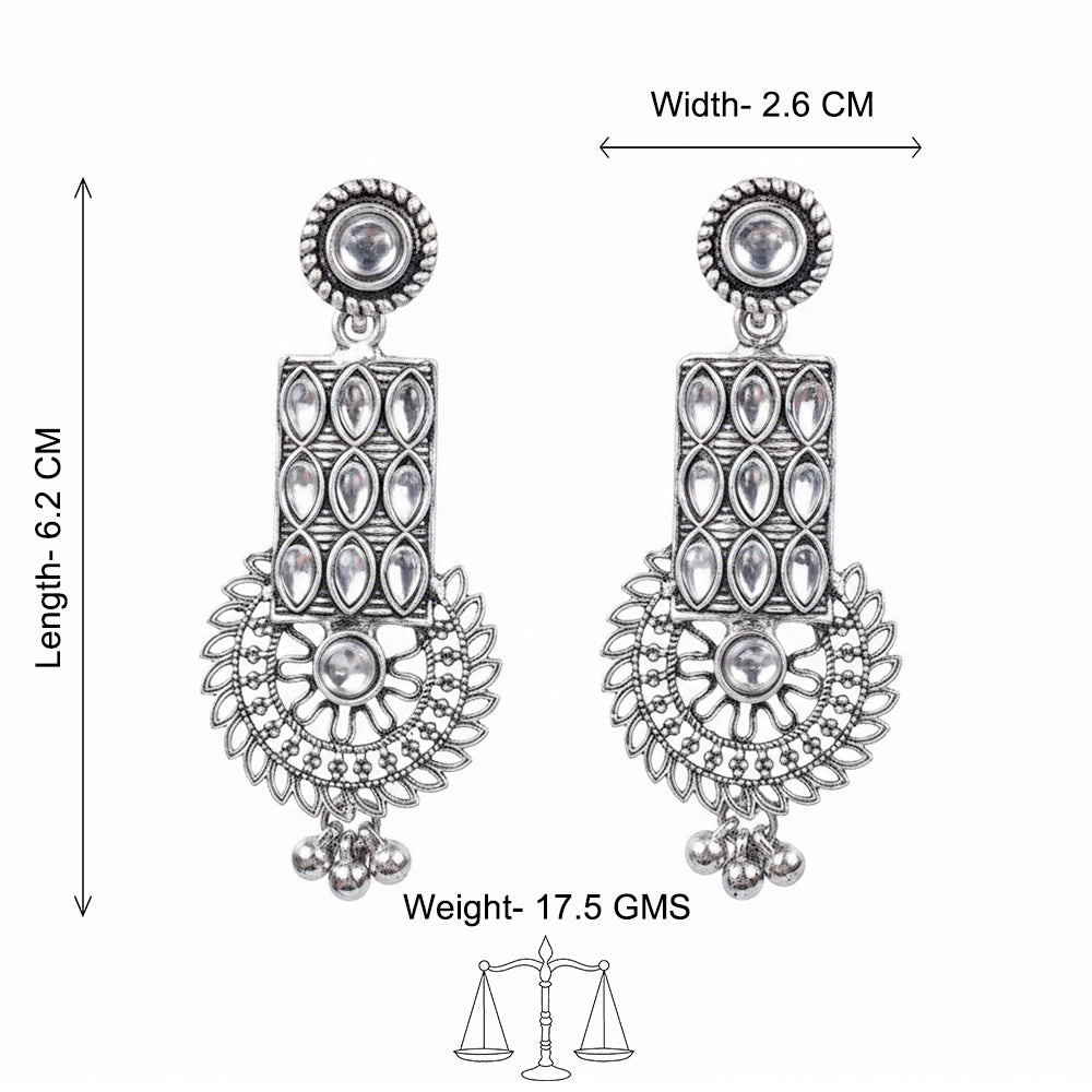 Mystic Chakra stone studded dangler earring (White)
