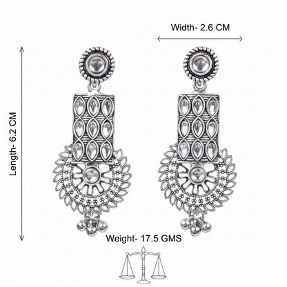 Mystic Chakra stone studded dangler earring (White)
