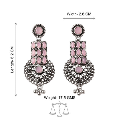 Mystic Chakra stone studded dangler earring (Baby Pink)