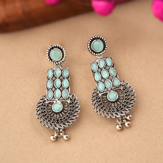 Mystic Chakra stone studded dangler earring (Mint)