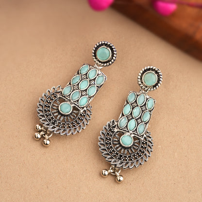 Mystic Chakra stone studded dangler earring (Mint)