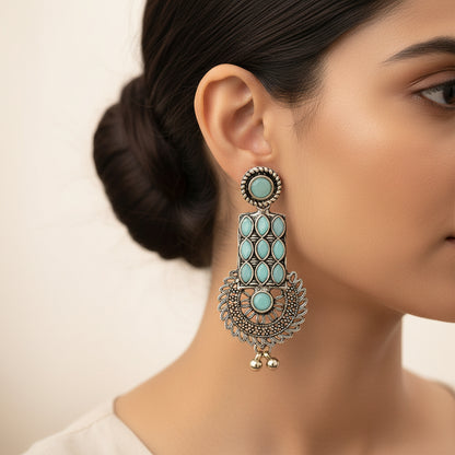 Mystic Chakra stone studded dangler earring (Mint)